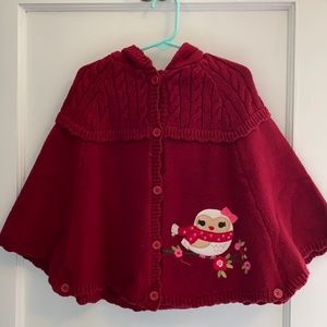 4T *vintage* gymboree owl hooded poncho caplet cape